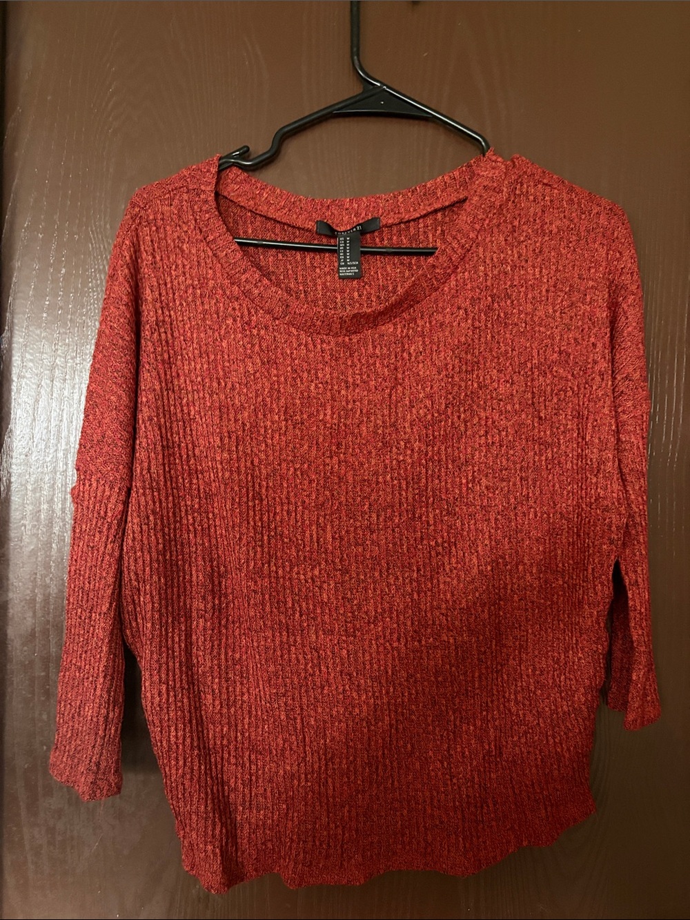 Forever 21 Red Ribbed Crewneck Sweater